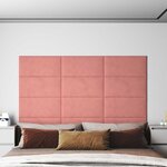 vidaXL Tête de lit murale 12 Pièces Rose Velours