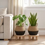 vidaXL Pot de plante avec poignées 2 pc Noir Ø 32 x 32 cm