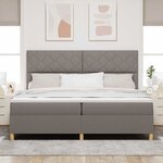 vidaXL Lit à ressorts avec matelas Taupe 200 x 200 cm tissu