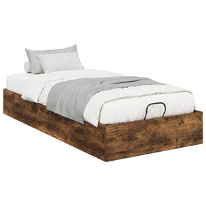 vidaXL Cadre de lit ottoman avec stockage Chêne fumé 193 x 120 x 25 cm