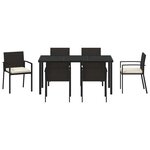 vidaXL Ensemble de salle à manger pour jardin 7 Pièces Noir Poly rotin