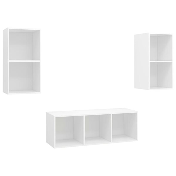 vidaXL Ensemble de meuble TV 3 Pièces Blanc Bois d'ingénierie