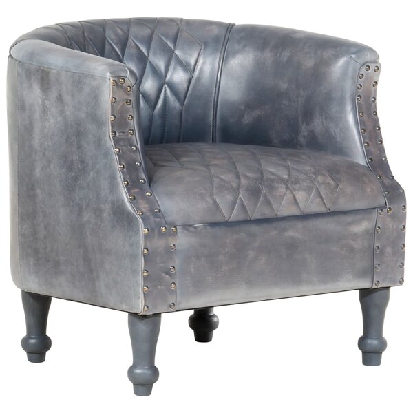 vidaXL Fauteuil tube Gris 62x58x65 cm Cuir véritable