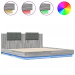 vidaXL Cadre de lit tête de lit et lumières LED sonoma gris 160x200 cm