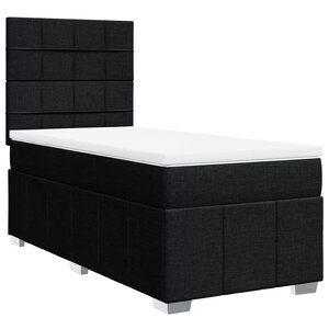 vidaXL Sommier à lattes de lit avec matelas Noir 100x200 cm Tissu