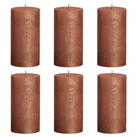 Bolsius bougies pilier rustiques 6 pièces 130x68 mm cuivre
