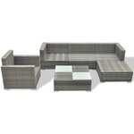 vidaXL Salon de jardin avec coussins 6 Pièces résine tressée gris