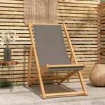 vidaXL Chaise de plage Taupe Bois de teck massif