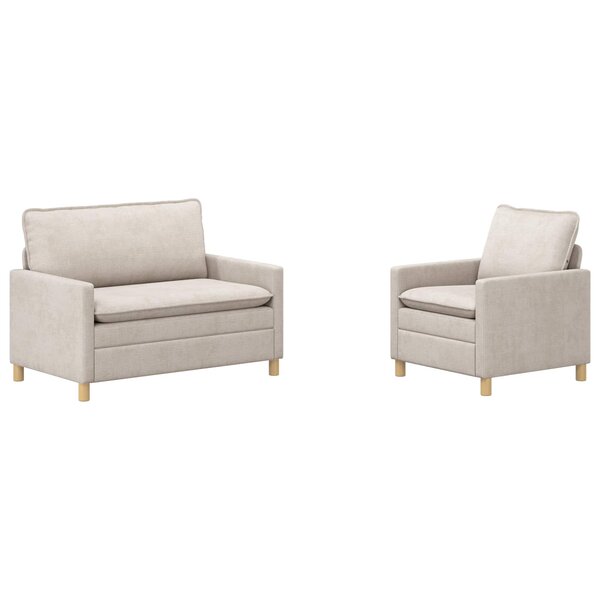 vidaXL Ensemble de Canapés 2 pc Crème Polyester