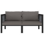 Canapé à 2 places avec coussins 136 x 68 x 64 cm résine tressée anthracite 02_0013295