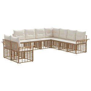 vidaXL Ensemble de canapés d'extérieur 9 pc Blanc Naturel et Crème