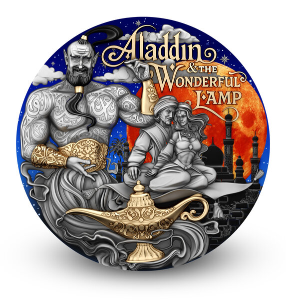 ALADDIN & THE WONDERFUL LAMP Fabulous Stories 2 Once Argent Monnaie 5 Dollars Dollars Niue 2025