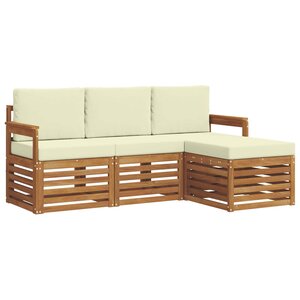 vidaXL Ensemble de canapés d'extérieur 4 pc Naturel et Crème