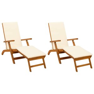 vidaXL Chaise longue inclinable et pliable 2 pc Bois d'Acacia Massif