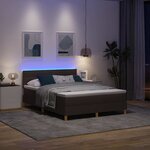 vidaXL Lit à ressort LED avec matelas Marron foncé 160 x 200 cm tissu