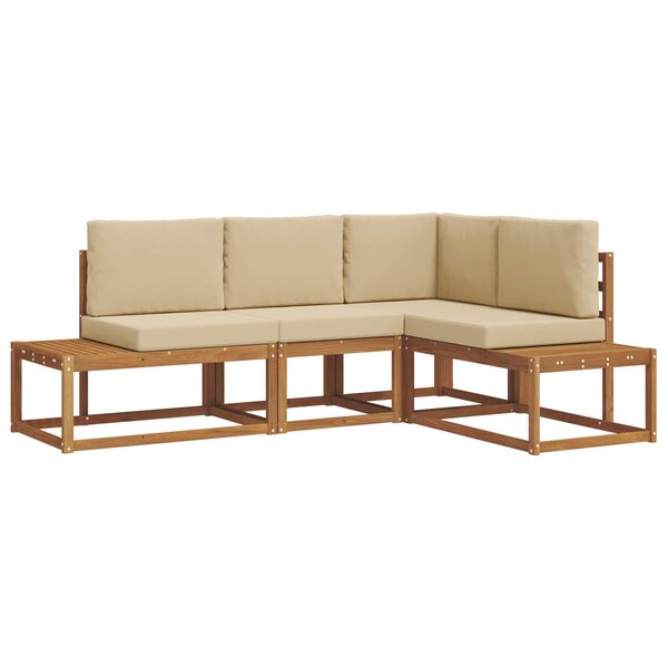 vidaXL Ensemble de canapés d'extérieur 4 Pièce Naturel et Beige