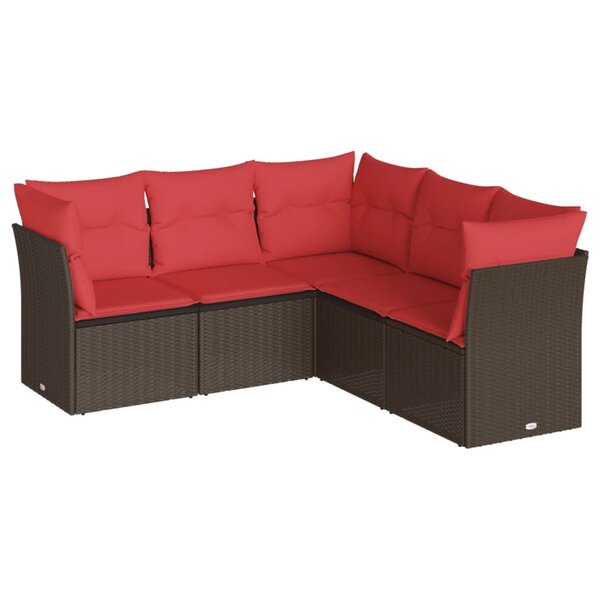 vidaXL Salon de jardin avec coussins 5 Pièces marron résine tressée