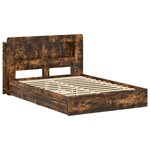 vidaXL Cadre de lit avec rangement avec tiroir Chêne fumé 135 x 190 cm