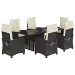 vidaXL Ensemble à manger de jardin coussins 7Pièces Noir Résine tressée