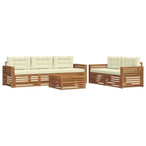 vidaXL Ensemble de canapés d'extérieur 6 pc Naturel et Crème