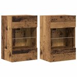 vidaXL Meubles muraux avec lumières LED pour TV 2 Pièces vieux bois 40x30x60 5cm