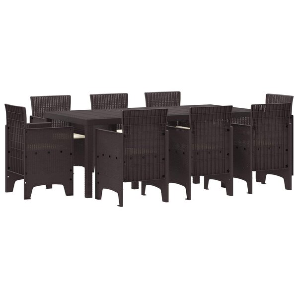 vidaXL Ensemble de salle à manger pour jardin 9 Pièces Marron
