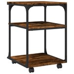 vidaXL Support d'imprimante à 3 niveaux chêne fumé 43x48x64 cm