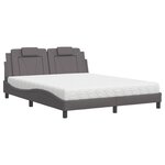 vidaXL Lit Viana avec matelas gris 160x200 cm similicuir