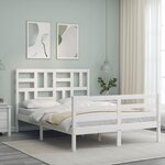 vidaXL Cadre de lit sans matelas blanc bois massif