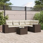 vidaXL Salon de jardin avec coussins 6 Pièces marron résine tressée