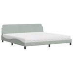 vidaXL Lit avec matelas Dover gris clair 200x200 cm velours