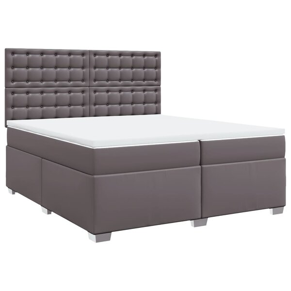 vidaXL Sommier à lattes de lit avec matelas Gris 200x200 cm Similicuir
