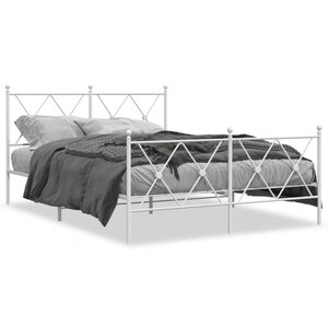 vidaXL Cadre de lit métal sans matelas et pied de lit blanc 140x190 cm