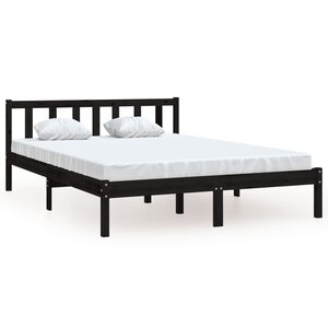 vidaXL Cadre de lit sans matelas noir bois massif