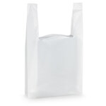 Sac plastique blanc à poignées bretelles 50 microns 26 x 45 x 12 cm (lot de 500)