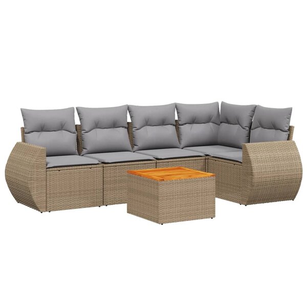 vidaXL Salon de jardin avec coussins 6 Pièces beige résine tressée