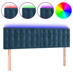 vidaXL Tête de lit à LED Bleu foncé 144x5x78/88 cm Velours