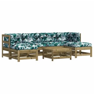 vidaXL Salon de jardin 7 Pièces avec coussins bois de pin imprégné