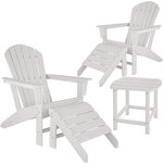 Tectake Lot de 2 chaises de jardin JANIS avec 2 repose-pieds JOPLIN et table KAMALA - blanc