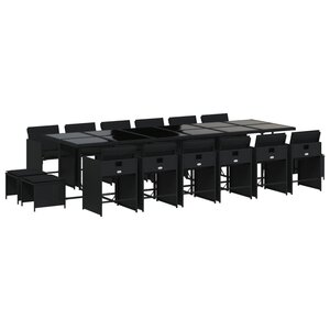 vidaXL Ensemble à manger de jardin 17 Pièces coussins noir résine tressée