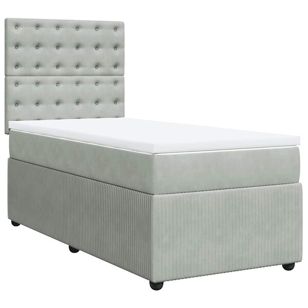 vidaXL Sommier à lattes de lit et matelas Gris clair 90x190 cm Velours
