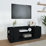 vidaXL Meuble TV Noir 110x35x40 5 cm Bois de pin massif