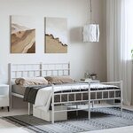 vidaXL Cadre de lit métal sans matelas et pied de lit blanc 150x200 cm