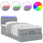 vidaXL Cadre de lit ottoman et matelas gris clair 90x190 cm tissu