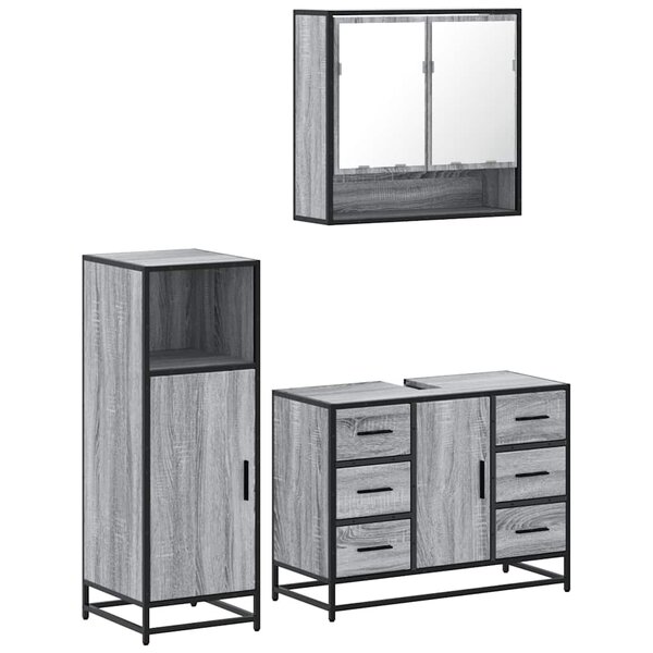 vidaXL Ensemble de meubles de salle de bain 3 Pièces Sonoma gris