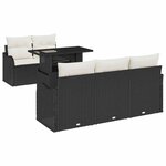 vidaXL Ensemble de canapé de jardin avec coussin 6 Pièces Noir Poly rotin