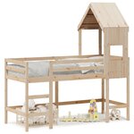vidaXL Lit superposé et échelle et toit 90x190 cm bois de pin massif