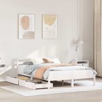 vidaXL Cadre de lit sans matelas blanc 140x190 cm bois de pin massif