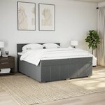 vidaXL Sommier à lattes de lit avec matelas Gris foncé 200x200cm Tissu