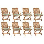 vidaXL Chaises pliables de jardin avec coussins 8 Pièces Teck solide